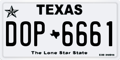 TX license plate DOP6661