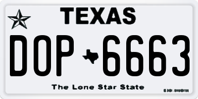 TX license plate DOP6663