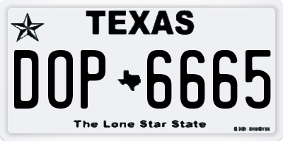 TX license plate DOP6665
