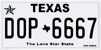 TX license plate DOP6667