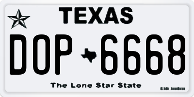 TX license plate DOP6668