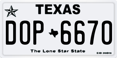 TX license plate DOP6670