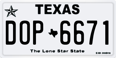 TX license plate DOP6671