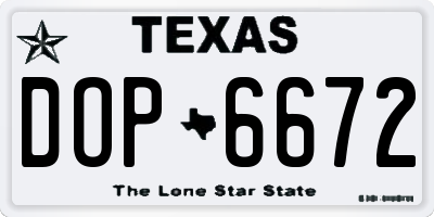TX license plate DOP6672