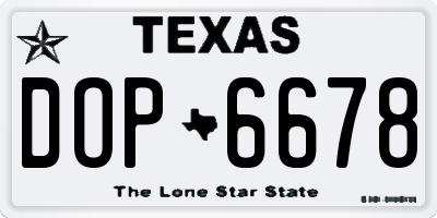 TX license plate DOP6678