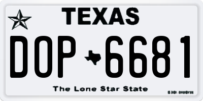 TX license plate DOP6681