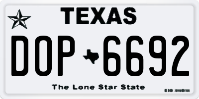 TX license plate DOP6692