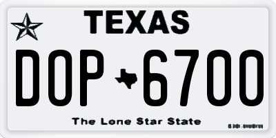 TX license plate DOP6700