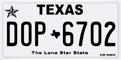 TX license plate DOP6702