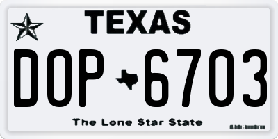 TX license plate DOP6703