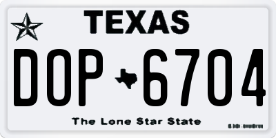 TX license plate DOP6704