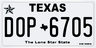 TX license plate DOP6705