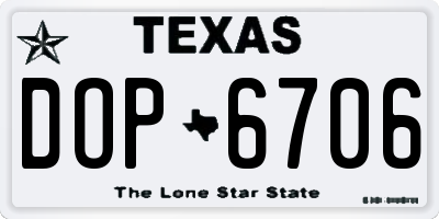 TX license plate DOP6706
