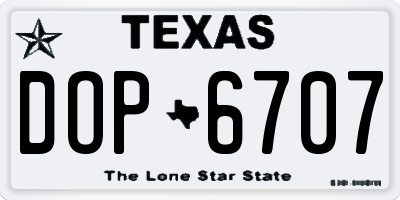 TX license plate DOP6707