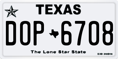 TX license plate DOP6708