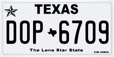 TX license plate DOP6709