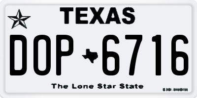 TX license plate DOP6716