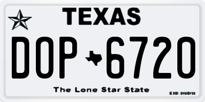 TX license plate DOP6720
