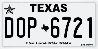 TX license plate DOP6721
