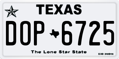TX license plate DOP6725