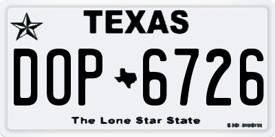 TX license plate DOP6726