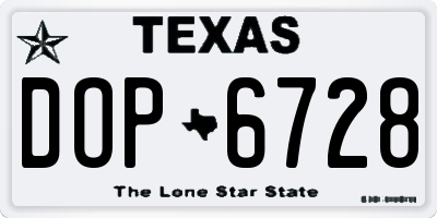 TX license plate DOP6728