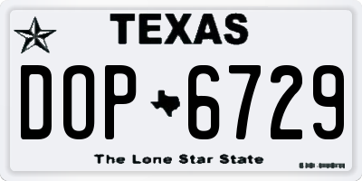 TX license plate DOP6729