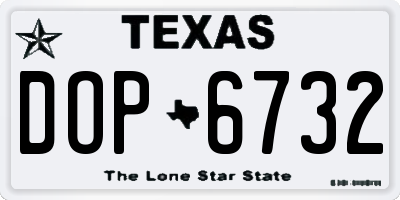 TX license plate DOP6732