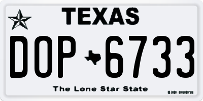 TX license plate DOP6733