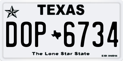 TX license plate DOP6734