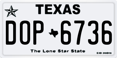 TX license plate DOP6736