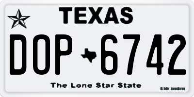 TX license plate DOP6742