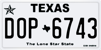 TX license plate DOP6743