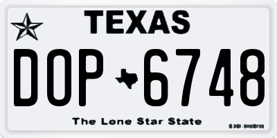 TX license plate DOP6748