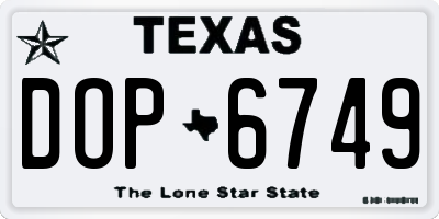 TX license plate DOP6749