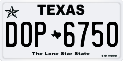 TX license plate DOP6750