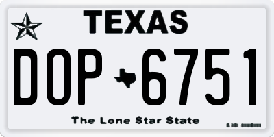 TX license plate DOP6751