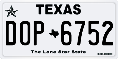 TX license plate DOP6752