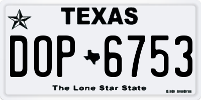 TX license plate DOP6753
