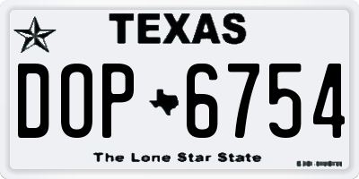 TX license plate DOP6754