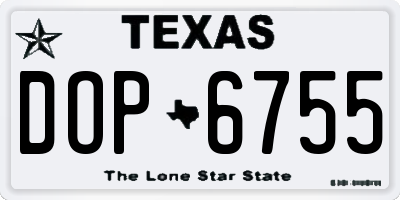 TX license plate DOP6755