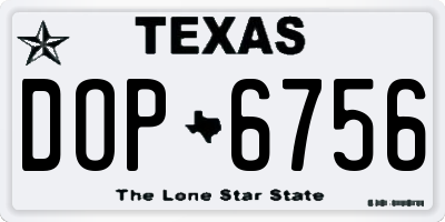 TX license plate DOP6756