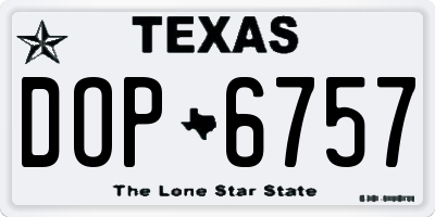 TX license plate DOP6757