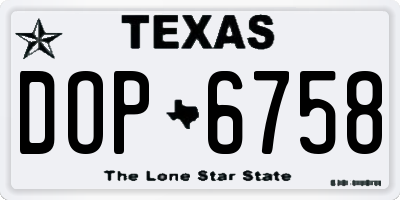 TX license plate DOP6758