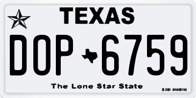 TX license plate DOP6759