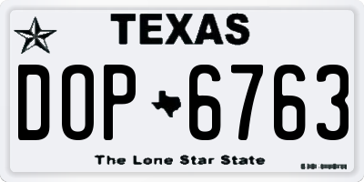 TX license plate DOP6763