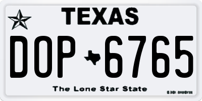 TX license plate DOP6765