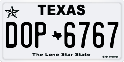 TX license plate DOP6767