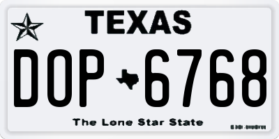 TX license plate DOP6768
