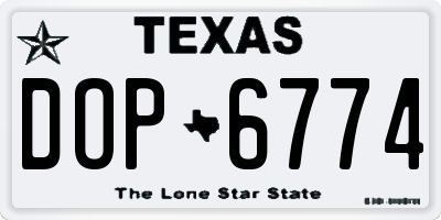 TX license plate DOP6774